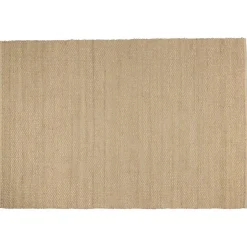 Macabane Tapis rectangulaire en jute et coton beige QUENTIN New