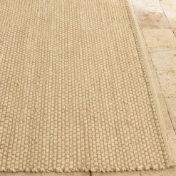 Macabane Tapis rectangulaire en jute et coton beige QUENTIN New