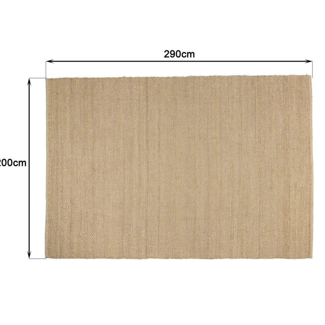 Macabane Tapis rectangulaire en jute et coton beige QUENTIN New