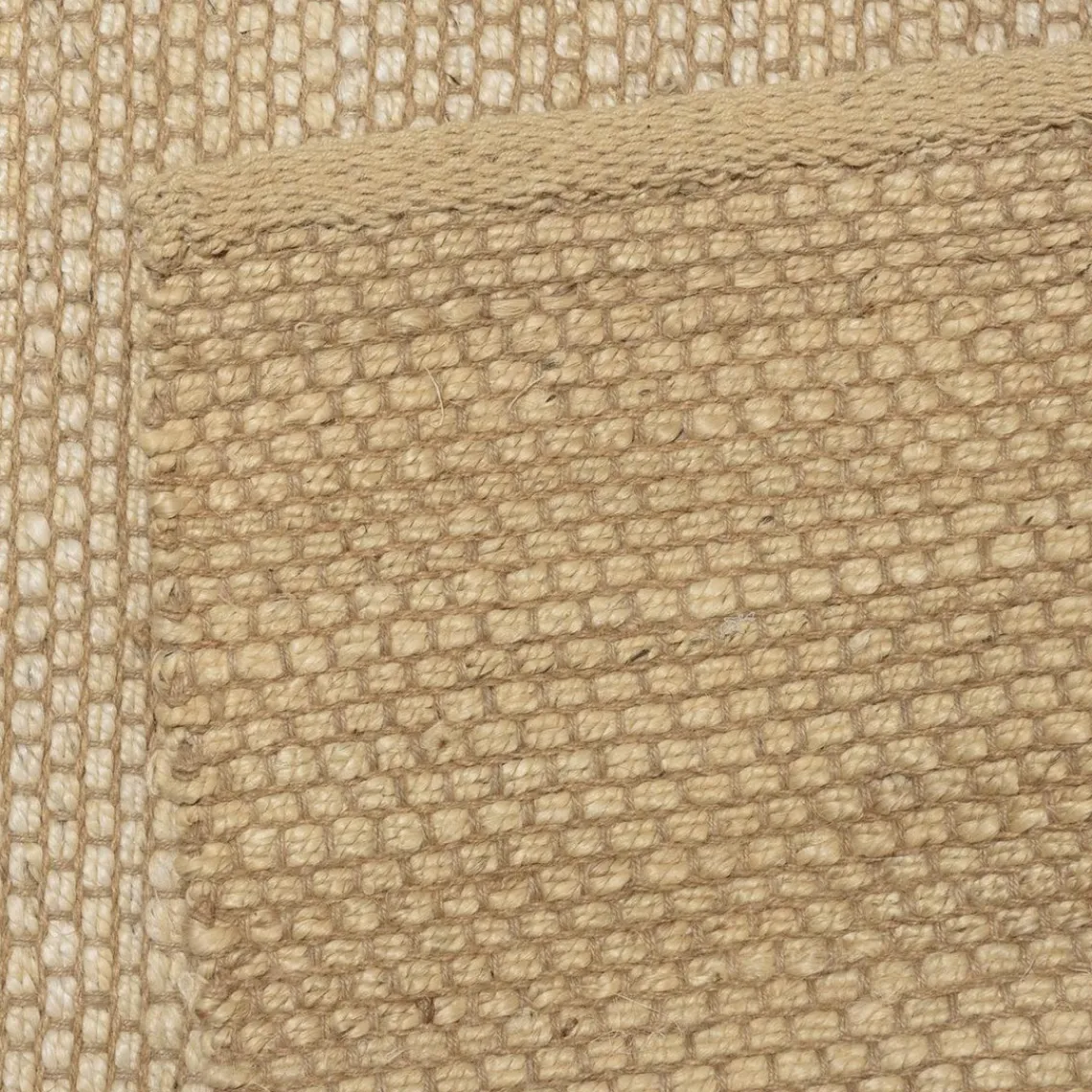 Macabane Tapis rectangulaire en jute et coton beige QUENTIN New