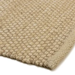 Macabane Tapis rectangulaire en jute et coton beige QUENTIN New