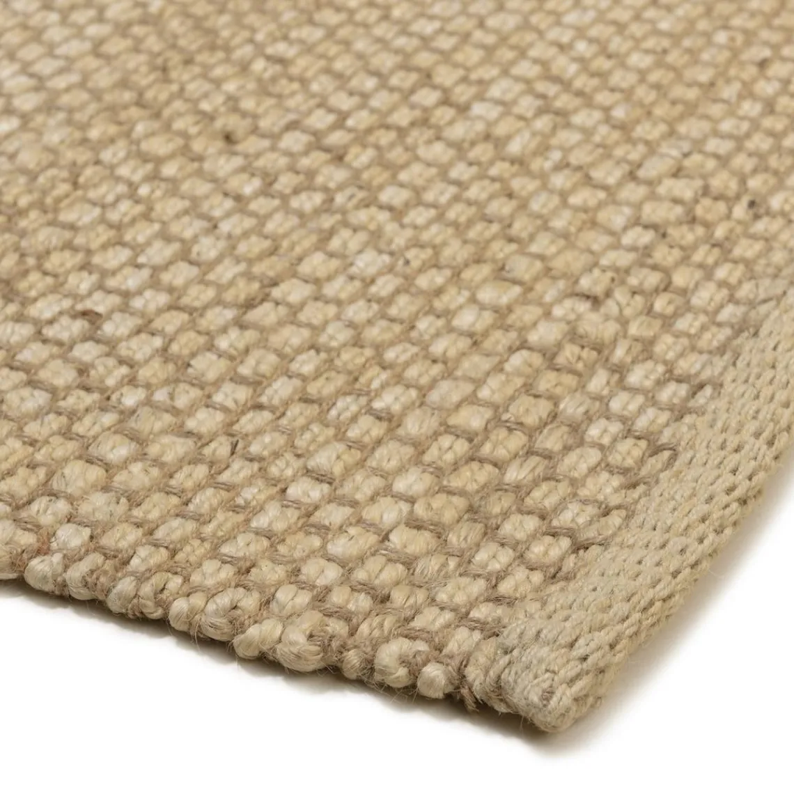 Macabane Tapis rectangulaire en jute et coton beige QUENTIN New