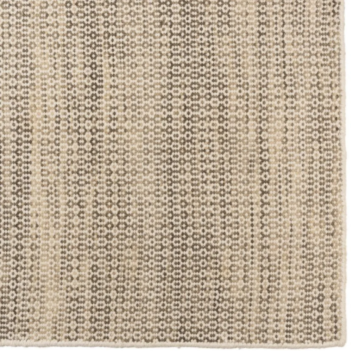 Macabane Tapis rectangulaire en laine tissée couleur blanc et kaki QUENTIN Online