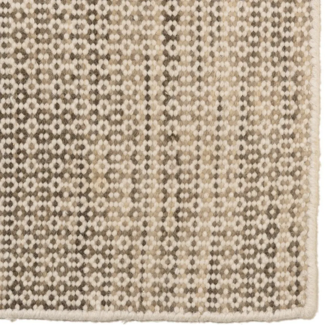 Macabane Tapis rectangulaire en laine tissée couleur blanc et kaki QUENTIN Online