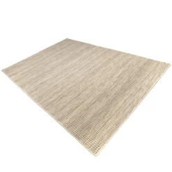 Macabane Tapis rectangulaire en laine tissée couleur blanc et kaki QUENTIN Online