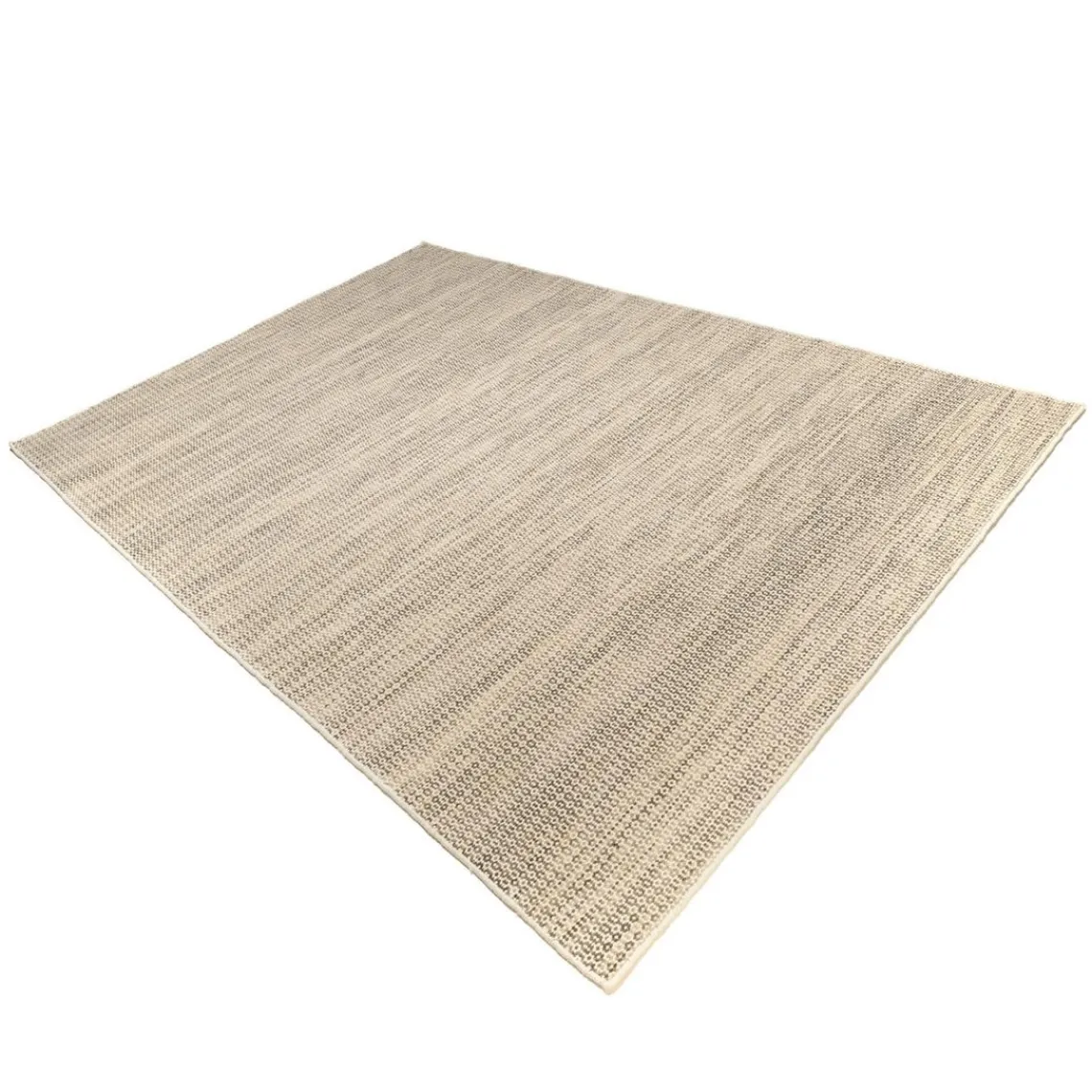 Macabane Tapis rectangulaire en laine tissée couleur blanc et kaki QUENTIN Online