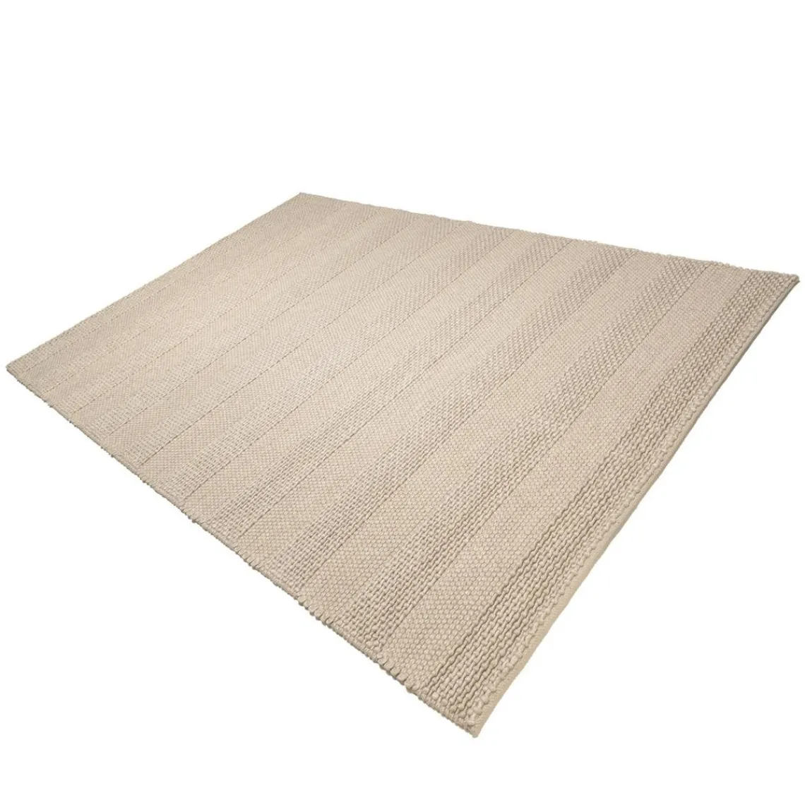 Macabane Tapis rectangulaire en laine tissée couleur lin QUENTIN Clearance