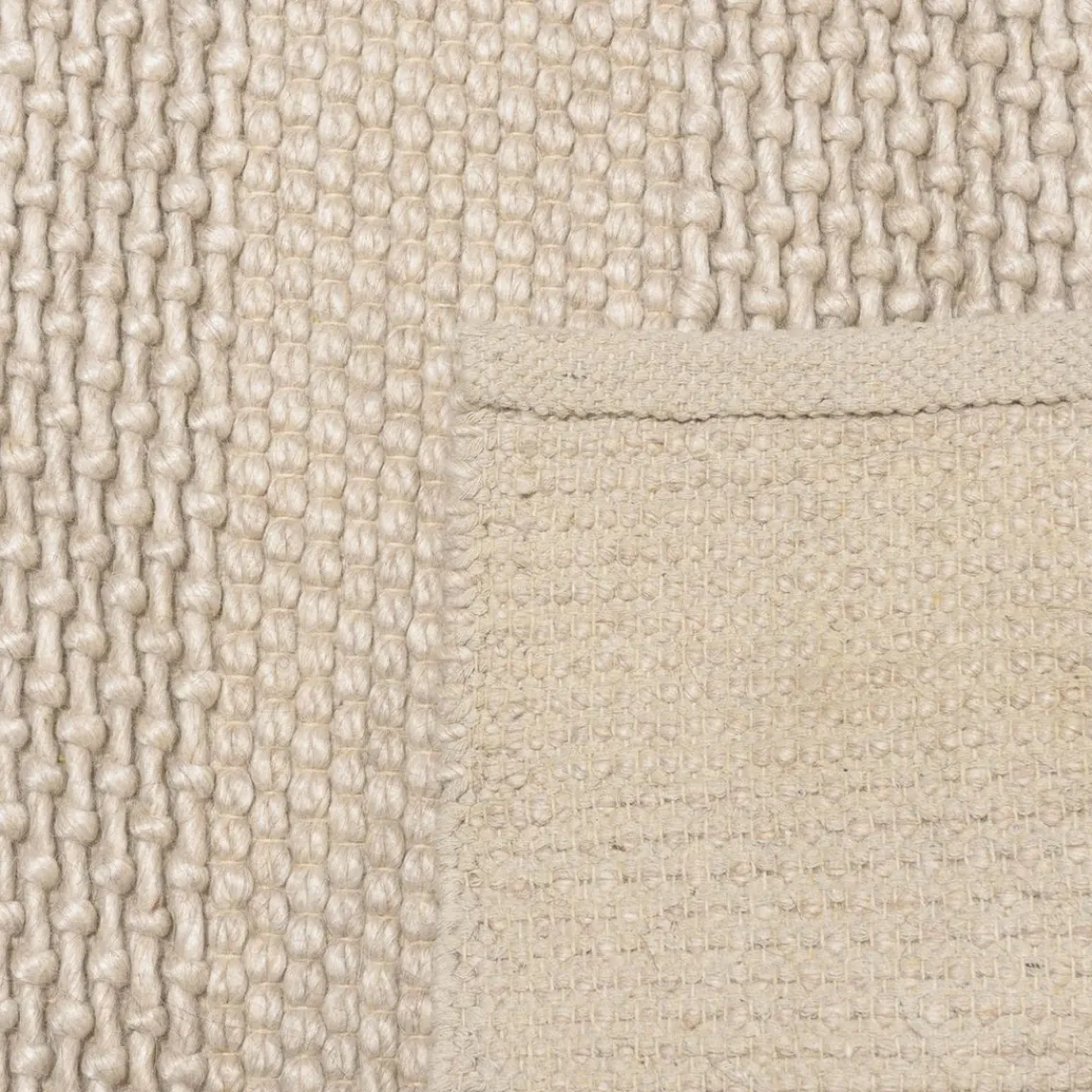 Macabane Tapis rectangulaire en laine tissée couleur lin QUENTIN Clearance