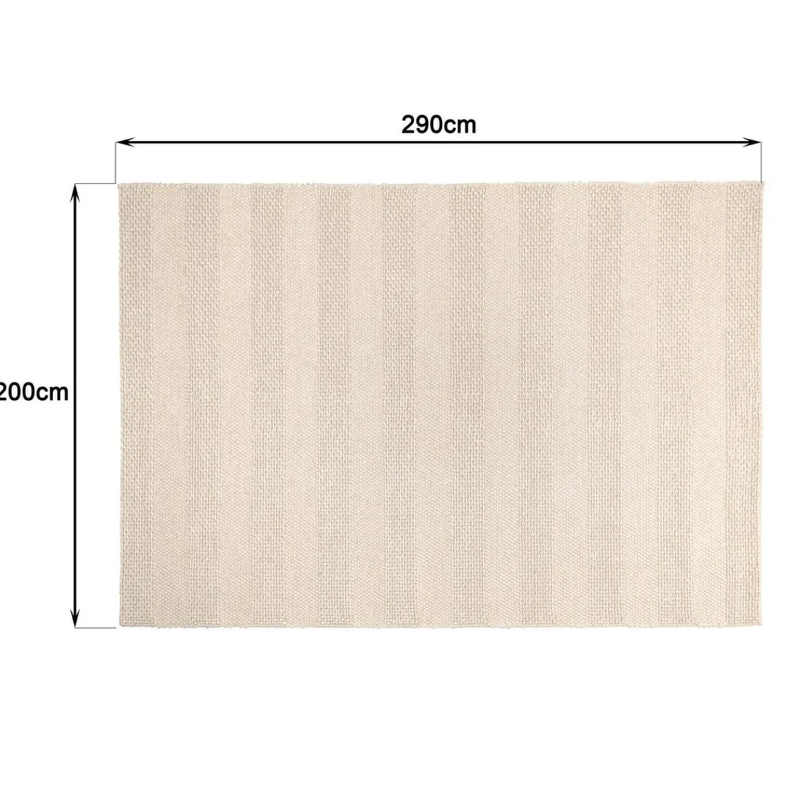 Macabane Tapis rectangulaire en laine tissée couleur lin QUENTIN Clearance