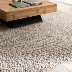 Macabane Tapis rectangulaire en laine bouclée taupe QUENTIN