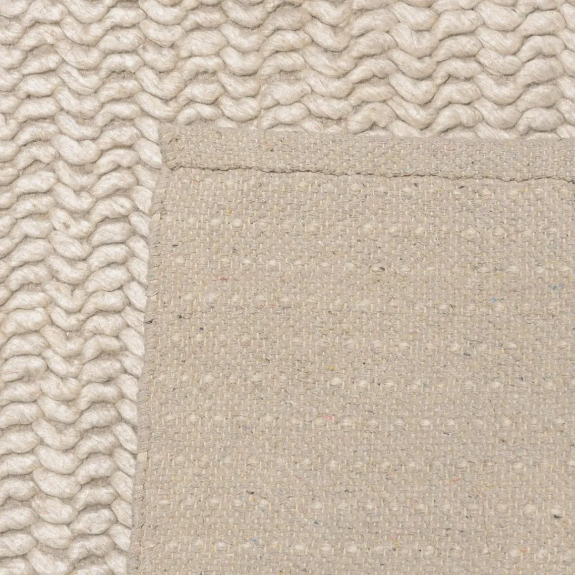 Macabane Tapis rectangulaire en laine tissée couleur beige QUENTIN Best