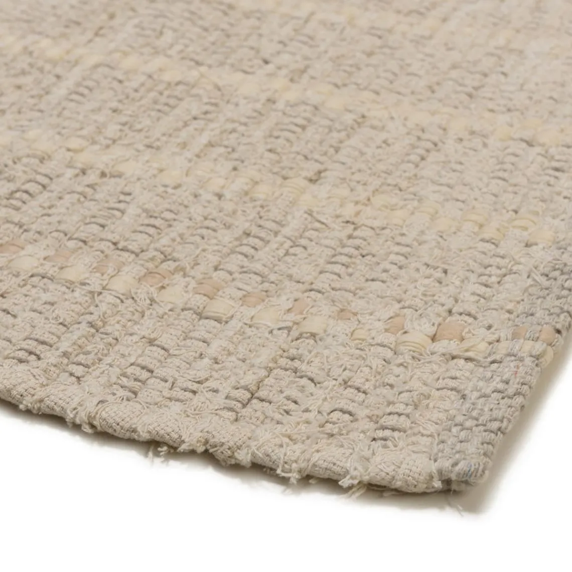 Macabane Tapis rectangulaire 160x230cm en coton recyclé couleur ivoire SACHA Clearance