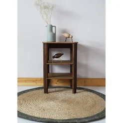 Nattiot Tapis rond en jute et laine YHUKI olive taille S Clearance