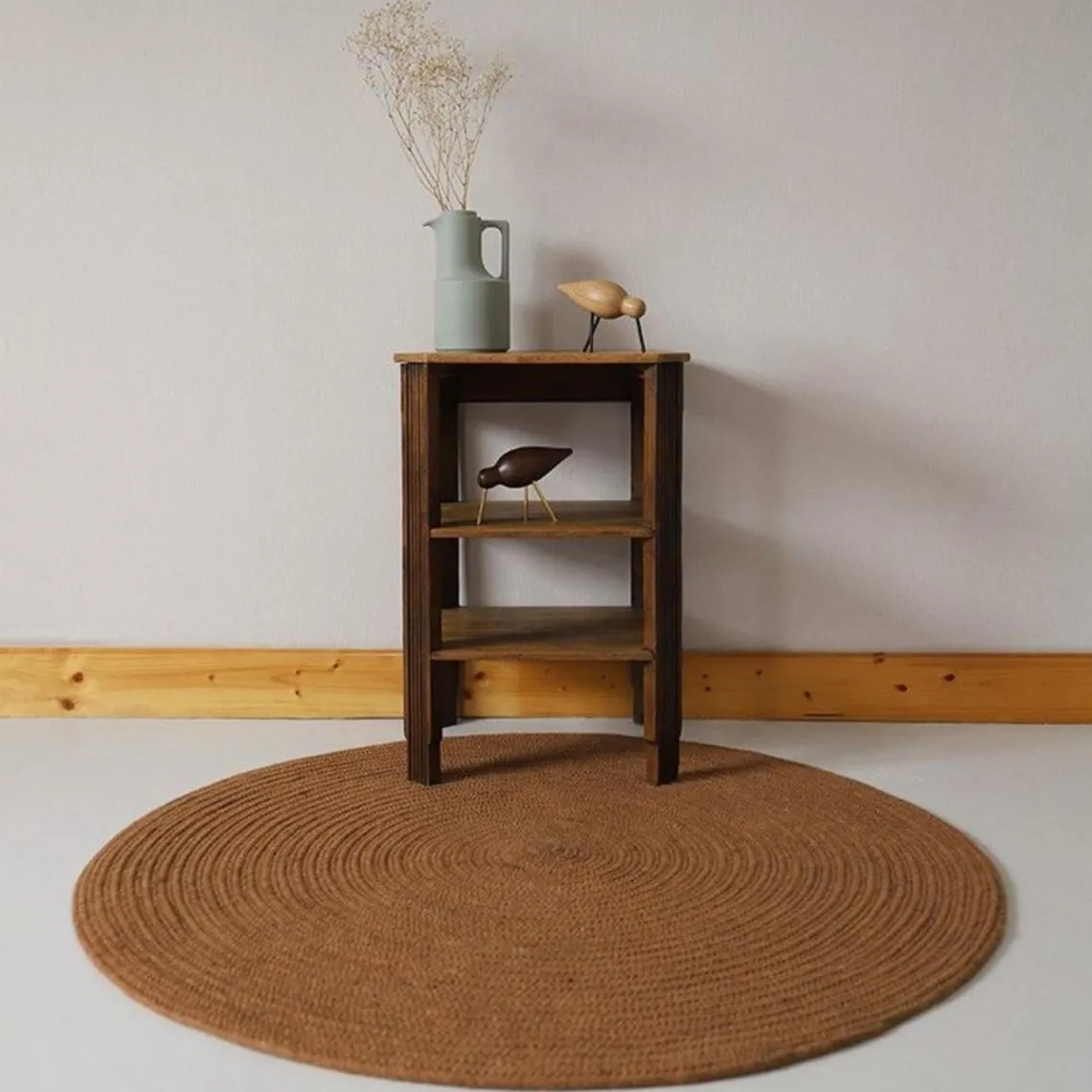 Nattiot Tapis rond laine feutrée NEETHU marron taille M Clearance