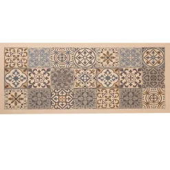 Becquet Tapis Vinyl Carreaux Beige KYLAS Discount