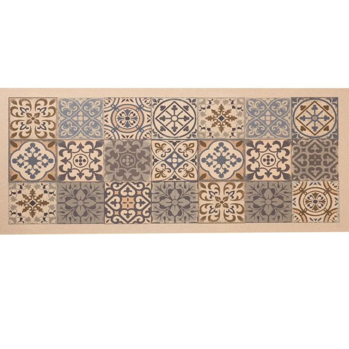 Becquet Tapis Vinyl Carreaux Beige KYLAS Discount