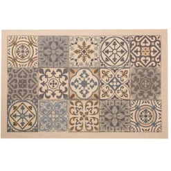 Becquet Tapis Vinyl Carreaux Beige KYLAS Discount