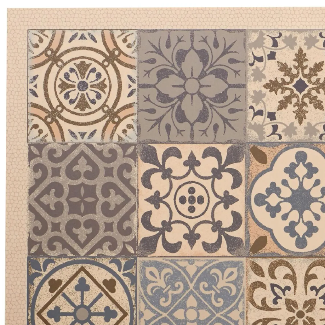 Becquet Tapis Vinyl Carreaux Beige KYLAS Discount