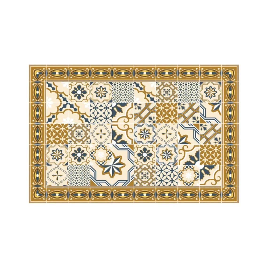 3S. x Home Tapis Vinyle Mosaïque Boîte 50x75 Bleu Sale