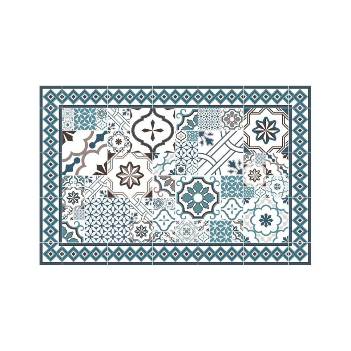 3S. x Home Tapis Vinyle Mosaïque Boîte 50x75 Marron Discount