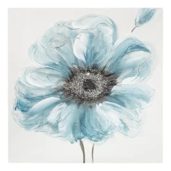 3S. x Home Toile Peinture Fleurs bleu 48 x 48 cm Discount