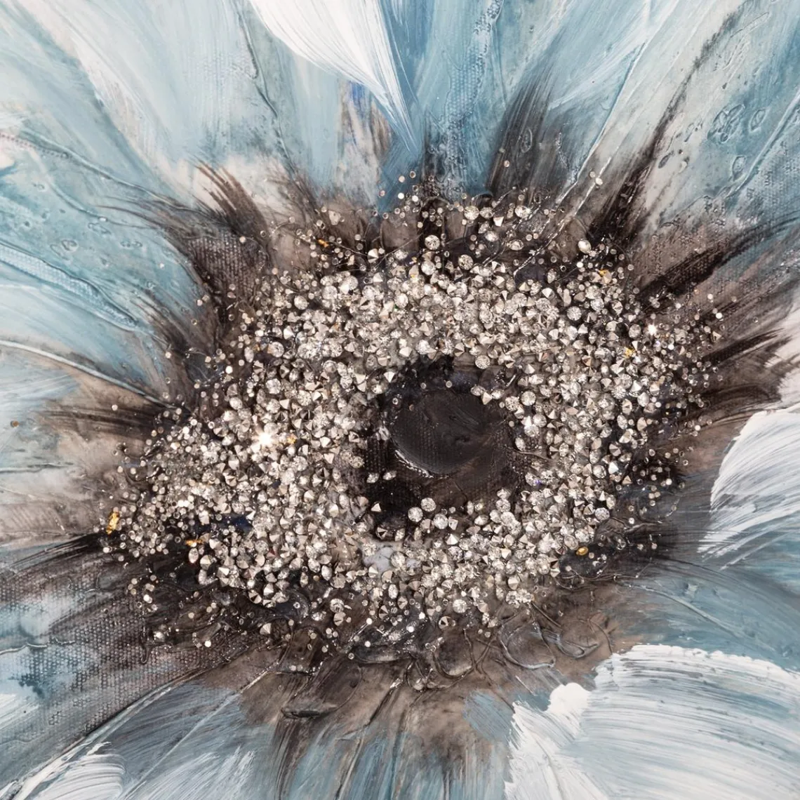 3S. x Home Toile Peinture Fleurs bleu 48 x 48 cm Discount