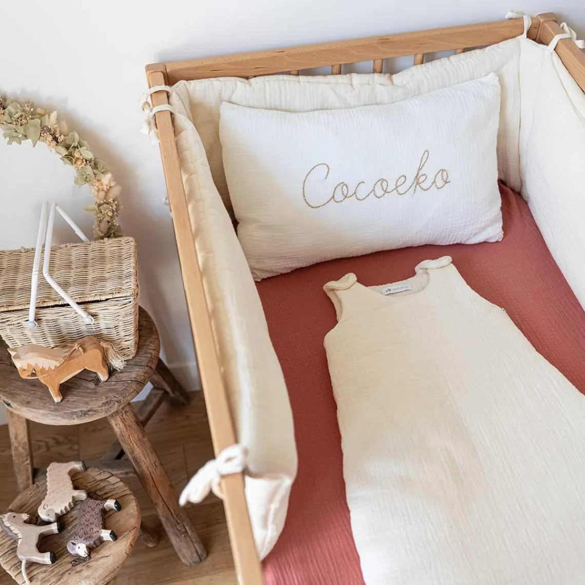 Cocoeko Tour de lit en gaze de coton ECRU Outlet