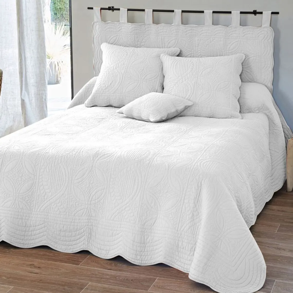 Becquet Tête de lit en boutis uni coton - Blanc Sale