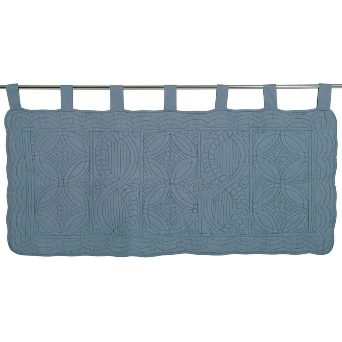 Becquet Tête de lit en boutis uni pur coton - bleu grisé New