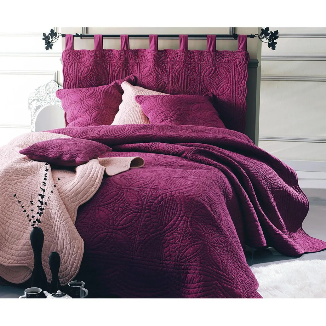 Becquet Tête de lit en boutis uni coton - Rouge Online