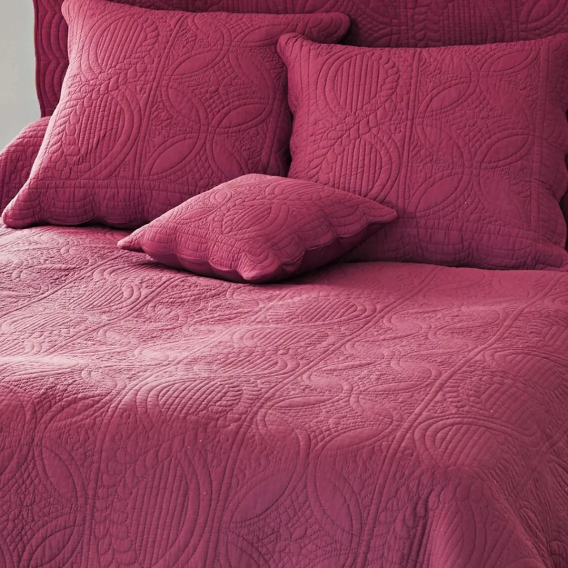 Becquet Tête de lit en boutis uni coton - Rouge Online