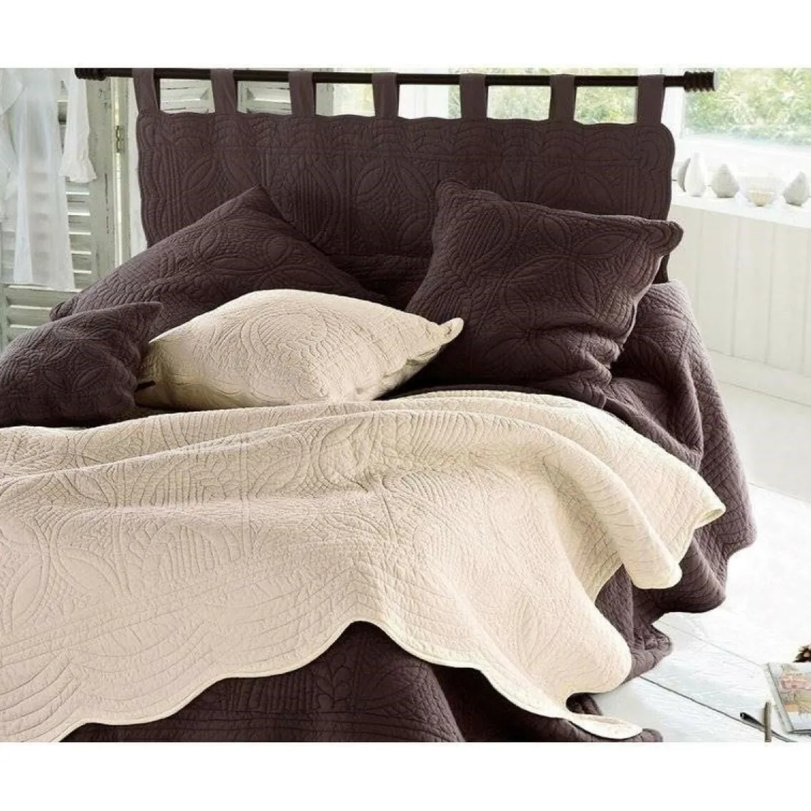 Becquet Tête de lit en boutis uni coton - Beige