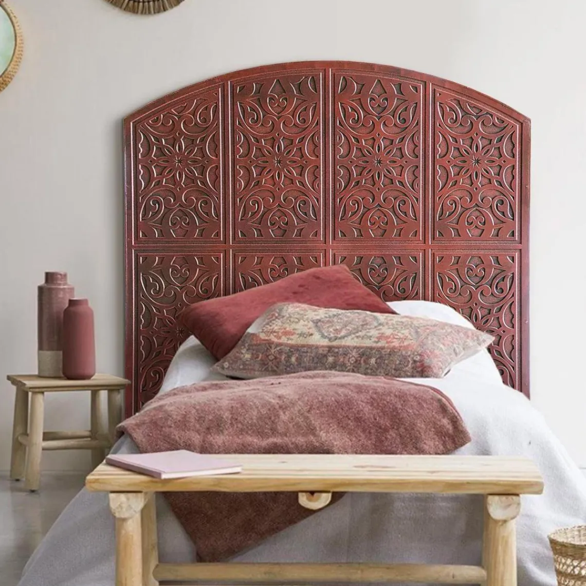 3S. x Home Tête de lit style oriental bois sculpté Linium Cuivre Online