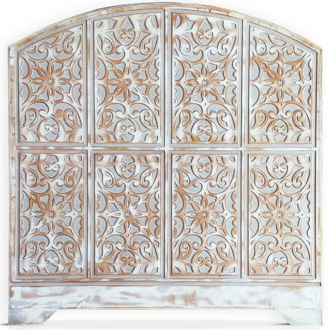 3S. x Home Tête de lit style oriental bois sculpté Linium Gris patiné Hot