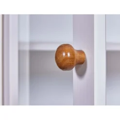 3S. x Home Vaisselier 2 portes vitrées 3 tiroirs WESTERLAND pin massif vernis blanc Hot