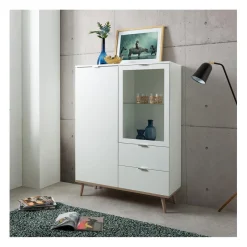 Calicosy Vaisselier avec 2 Portes et 2 Tiroirs COPENHAGUE Blanc Hot