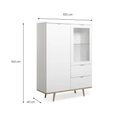 Calicosy Vaisselier avec 2 Portes et 2 Tiroirs COPENHAGUE Blanc Hot