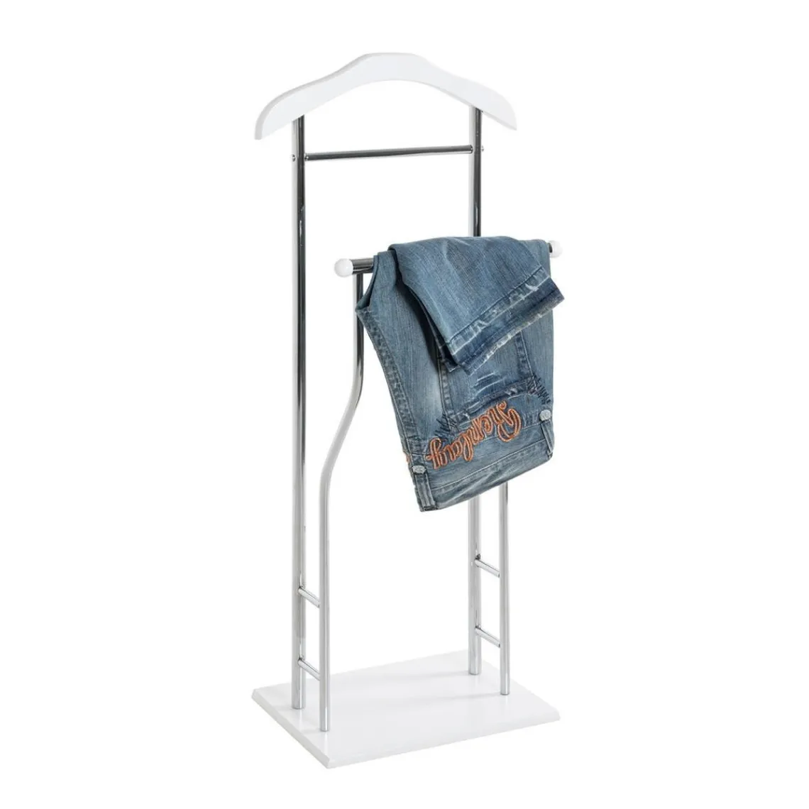 3S. x Home Valet de chambre tube en acier chromé cintre laqué blanc Sale