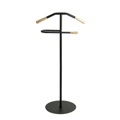 3S. x Home Valet en tube d'acier peint en noir par poudrage applications en bois massif naturel Discount