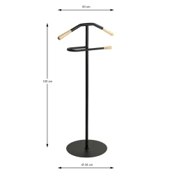 3S. x Home Valet en tube d'acier peint en noir par poudrage applications en bois massif naturel Discount