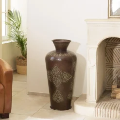 Macabane Vase alu couleur cuivre foncé patine antique HONORE D40 cm Sale