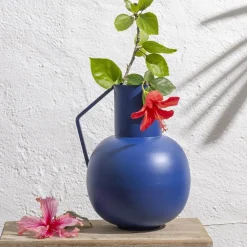 Becquet Vase contemporain en métal BELLEZZA bleue Outlet