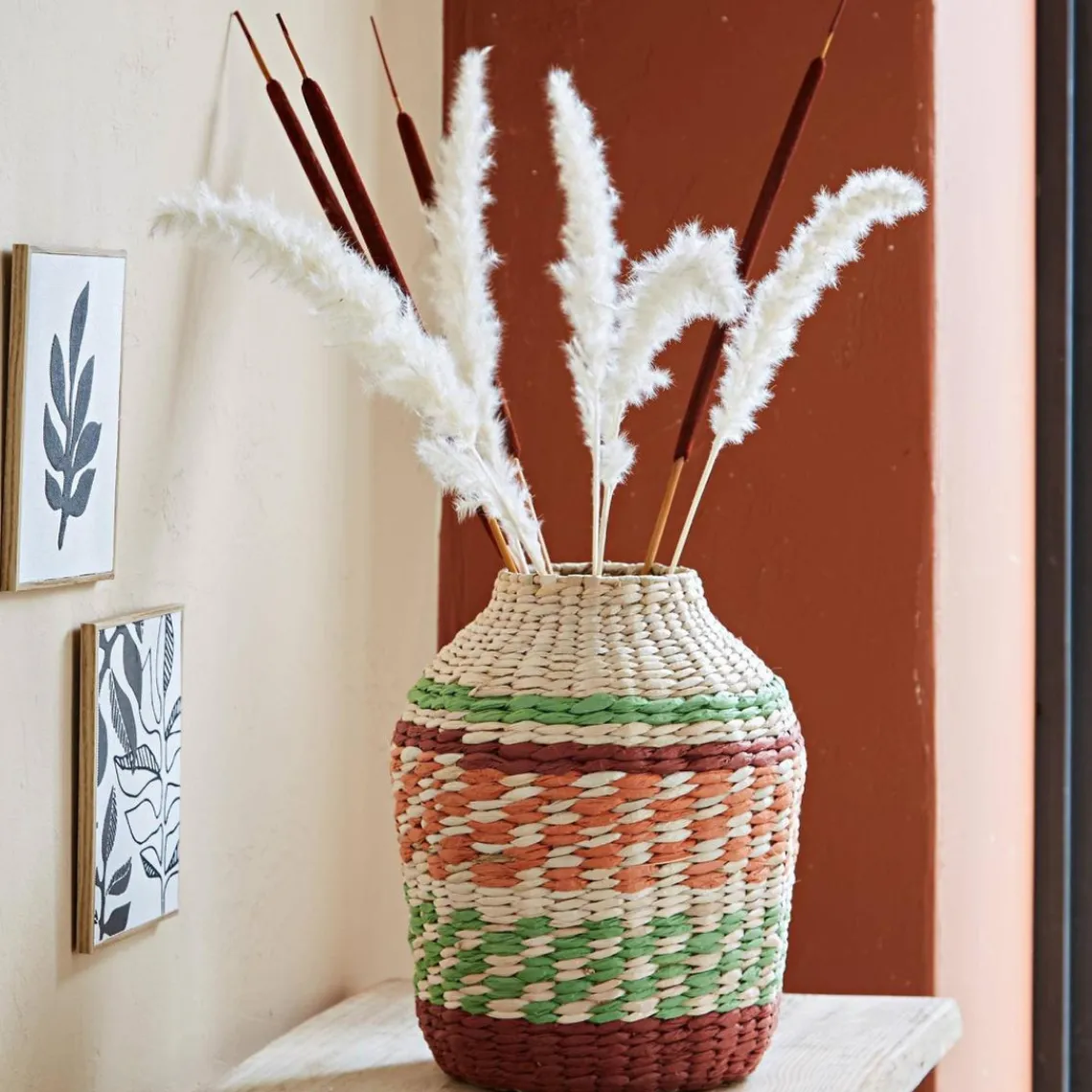 Becquet Vase décoratif en jacynthe d'eau tressée VARINO Multicolore Clearance