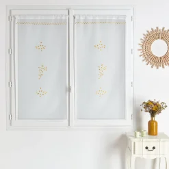 3S. x Home Vd paire voilage en etamine 60x120 brodee MIMOSA - jaune Sale