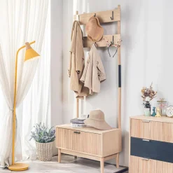 Nordlys Vestiaire Entrée Bois et Metal Porte Manteau Marron Clearance