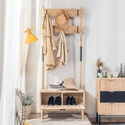 Nordlys Vestiaire Entrée Bois et Metal Porte Manteau Marron Clearance