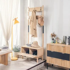 Nordlys Vestiaire Entrée Bois et Metal Porte Manteau Marron Clearance