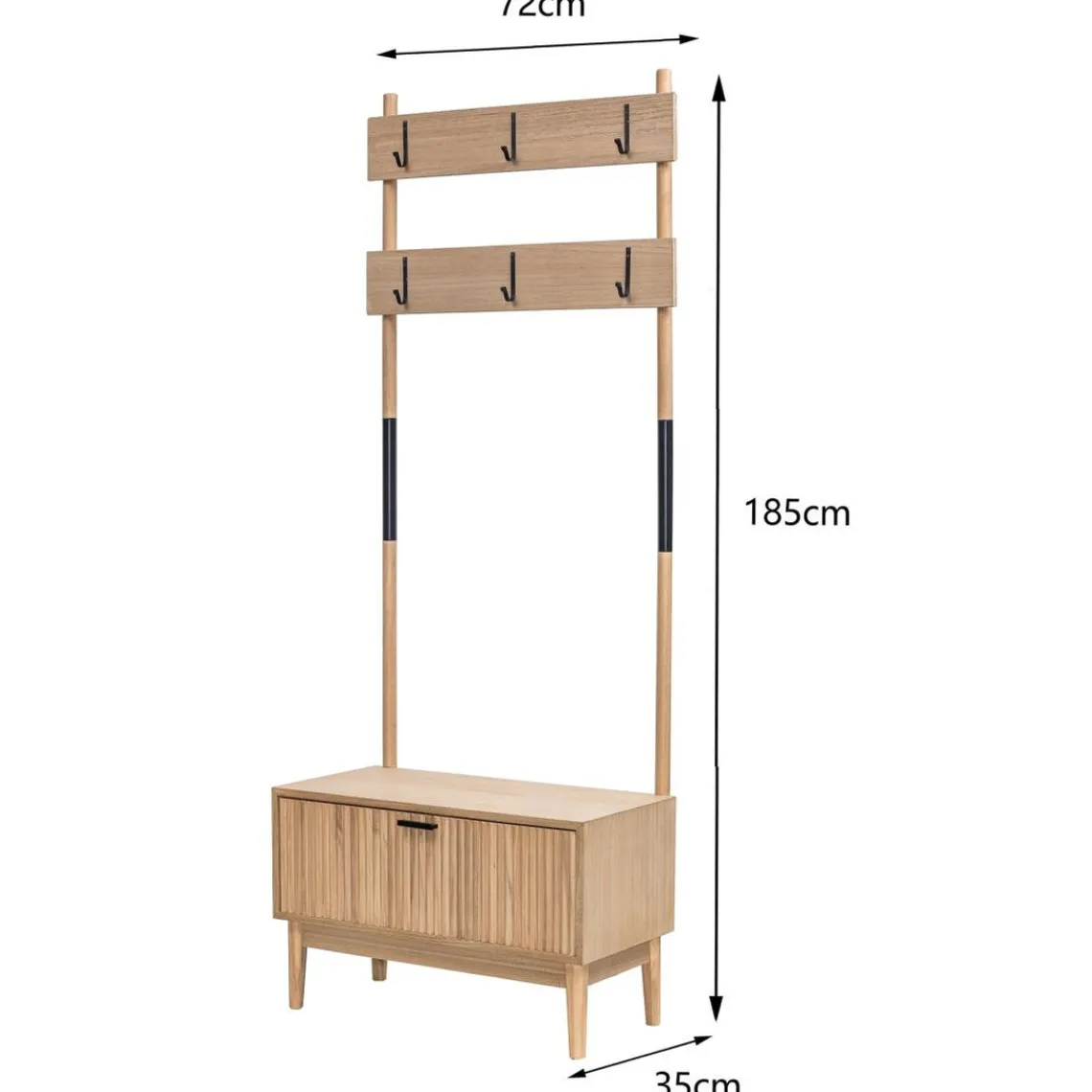 Nordlys Vestiaire Entrée Bois et Metal Porte Manteau Marron Clearance