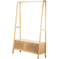 3S. x Home Vestiaire Entrée Bois Massif Porte Manteau Rotin Clearance