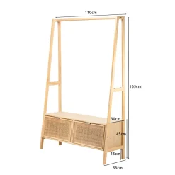 3S. x Home Vestiaire Entrée Bois Massif Porte Manteau Rotin Clearance